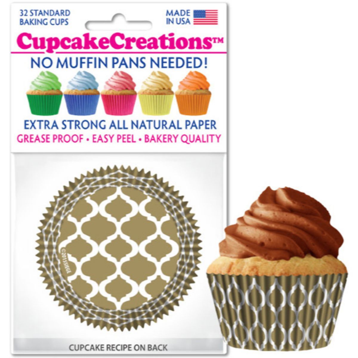 Gold Quaterfoil Cupcake Liner, 32 ct. Cupcake Creations Cupcake Liner - Bake Supply Plus