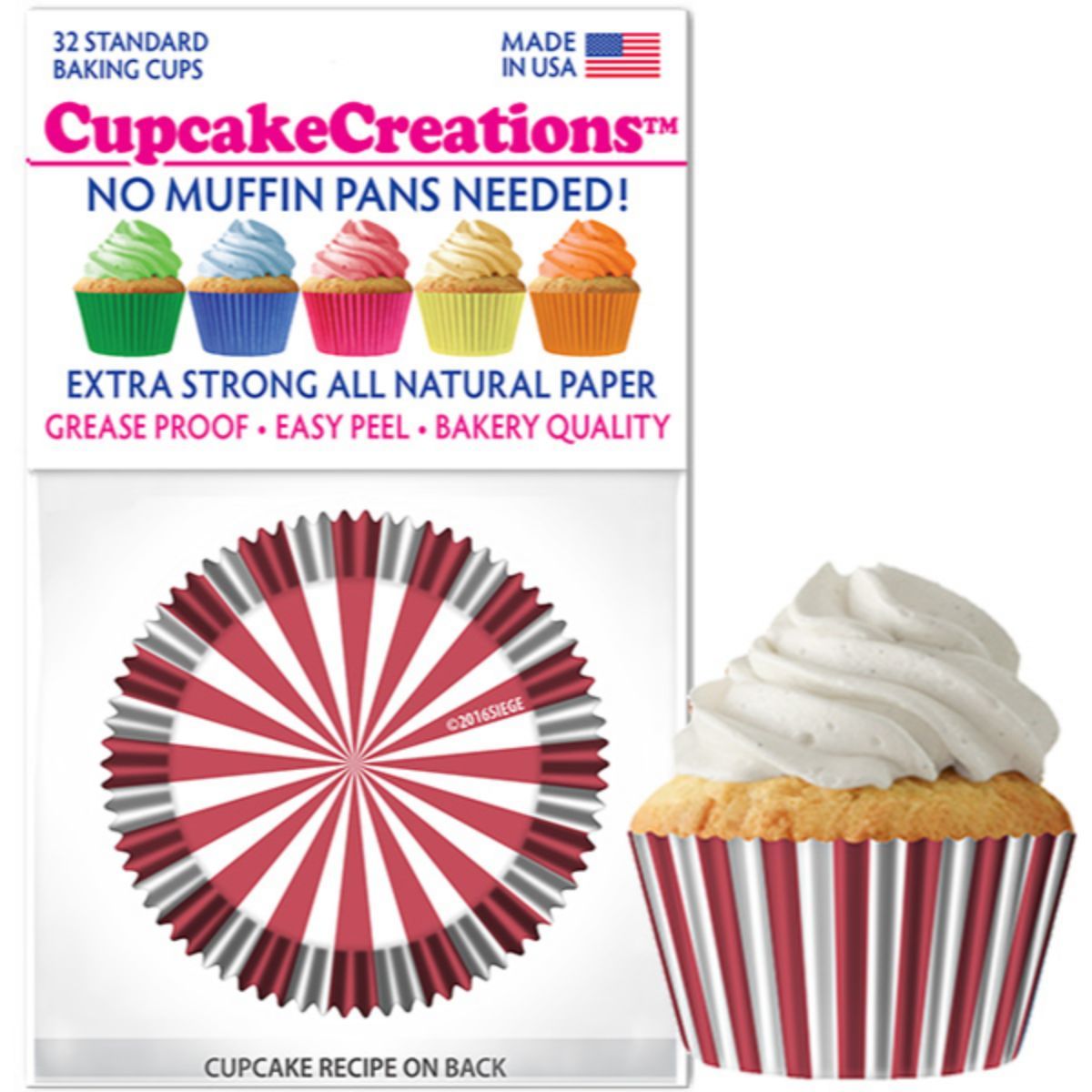 Red Circus Stripes Cupcake Liner, 32 ct. Cupcake Creations Cupcake Liner - Bake Supply Plus