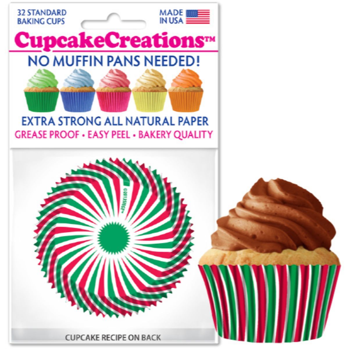 Christmas Swirl Cupcake Liner, 32 ct. Cupcake Creations Cupcake Liner - Bake Supply Plus