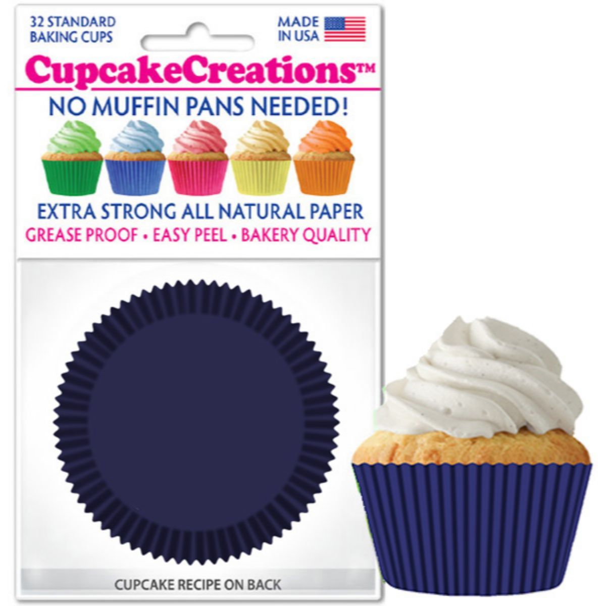Navy Blue Cupcake Liner, 32 ct. Cupcake Creations Cupcake Liner - Bake Supply Plus