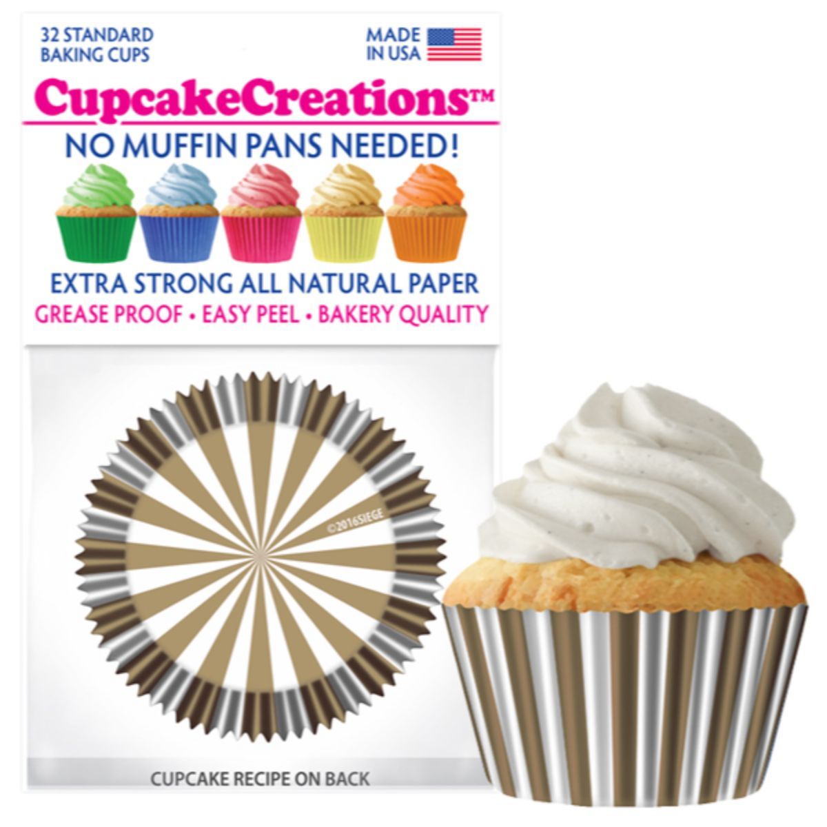 Gold Stripes Cupcake Liner, 32 ct. Cupcake Creations Cupcake Liner - Bake Supply Plus