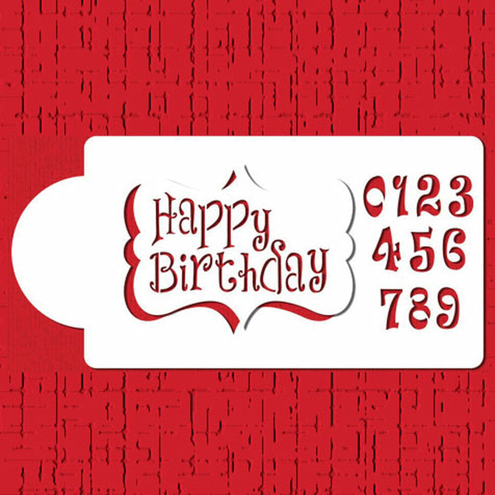 Designer Stencils Cake Stencil- Happy Birthday Plaque