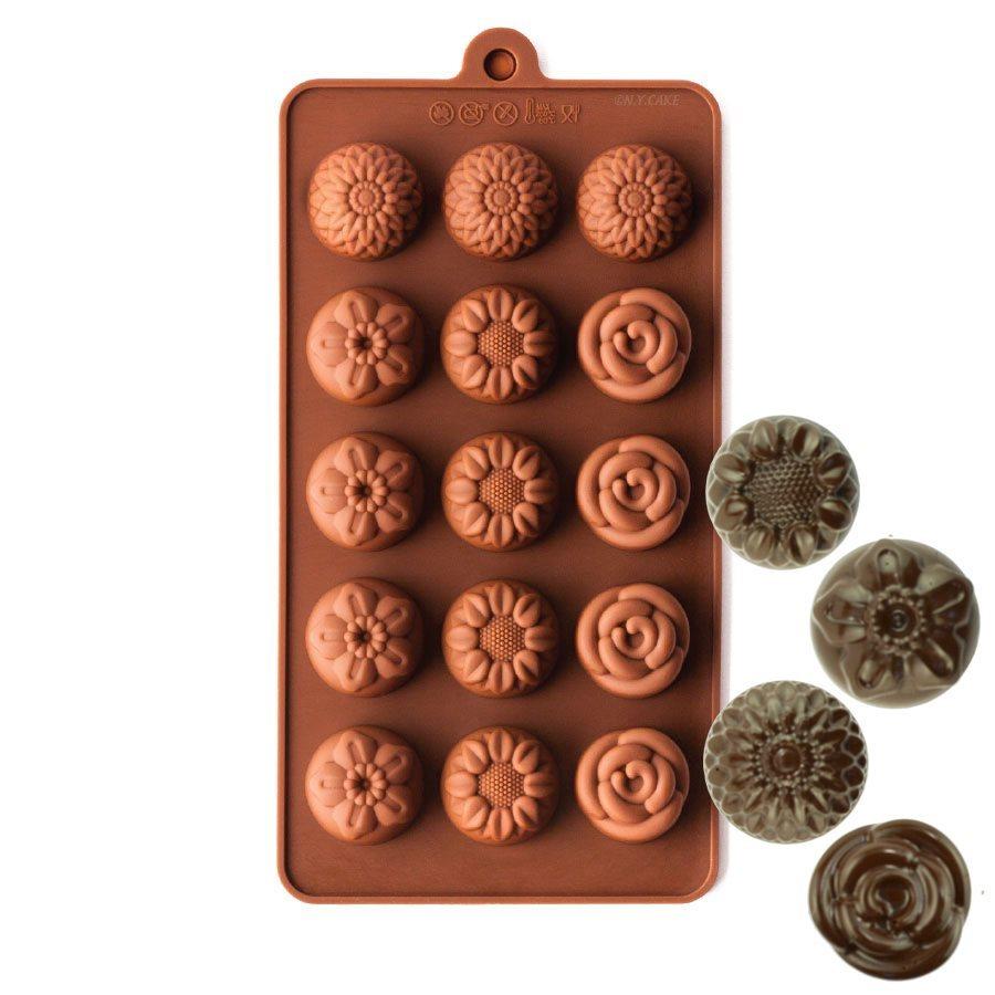 Narcissus, Sunflower, & Rose Silicone Chocolate Mold NY Cake Silicone Chocolate Mold - Bake Supply Plus