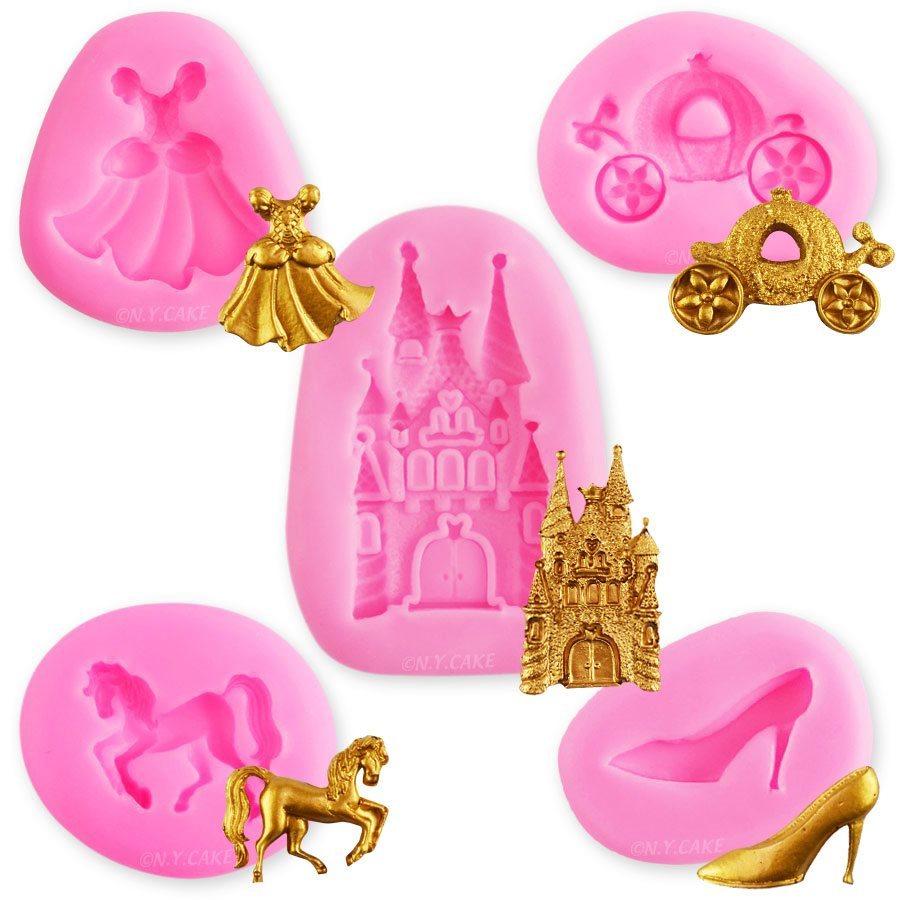 Princess Carriage, Slipper, Castle, Dress, & Horse Silicone Molds NY Cake Silicone Mold - Bake Supply Plus